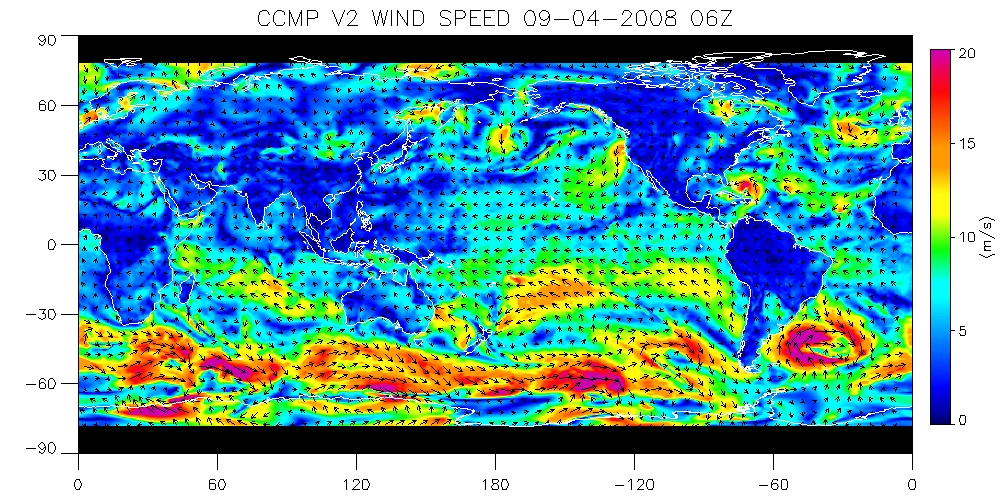 CCMP: Cross-Calibrated Multi-Platform wind vector analysis