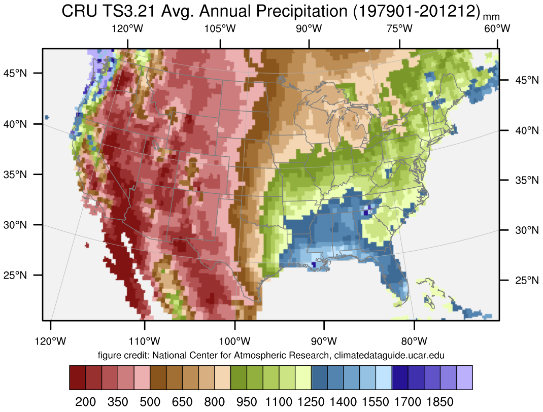 CRU TS Gridded precipitation and other meteorological variables since 1901 