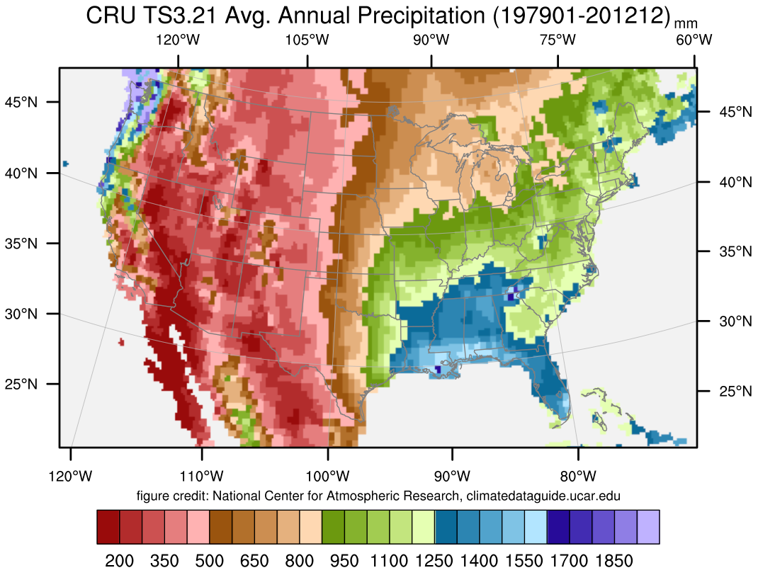 CRU TS Gridded precipitation and other meteorological variables since 1901 