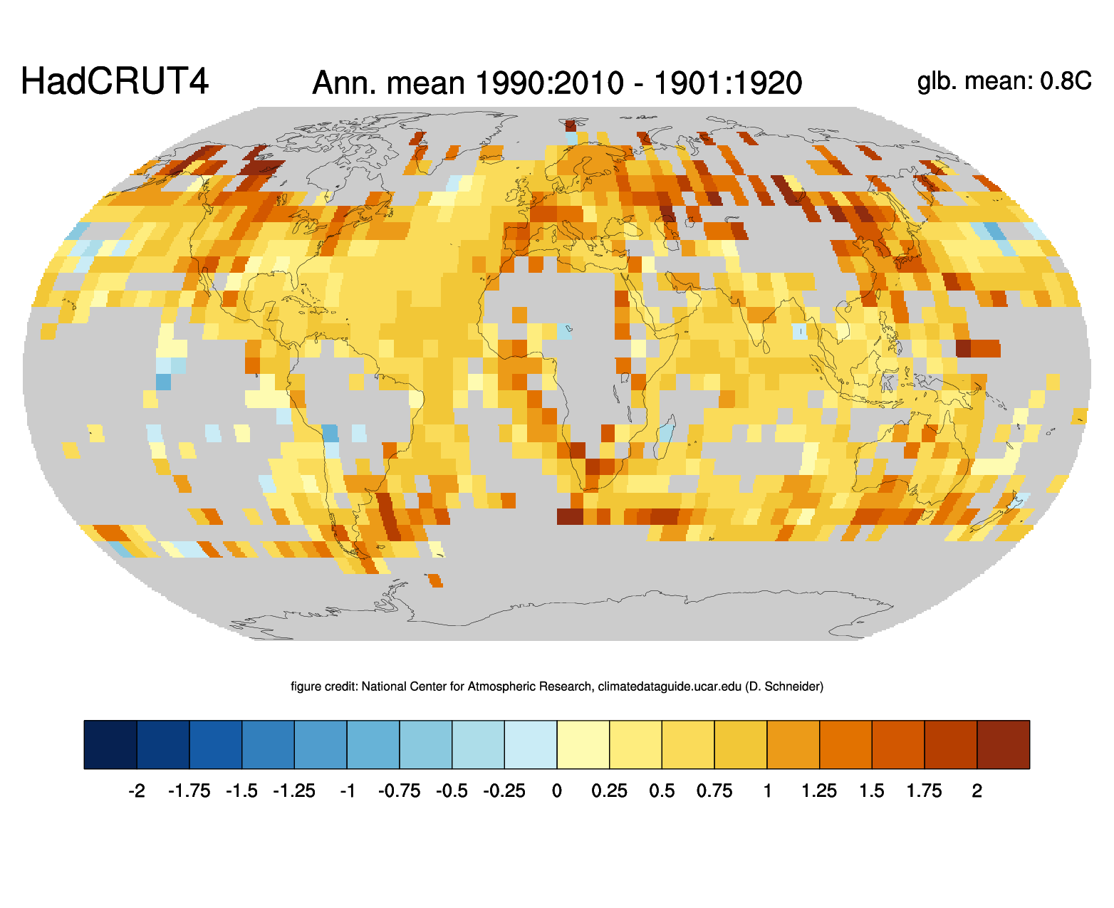 Global surface temperature data: HadCRUT4 and CRUTEM4