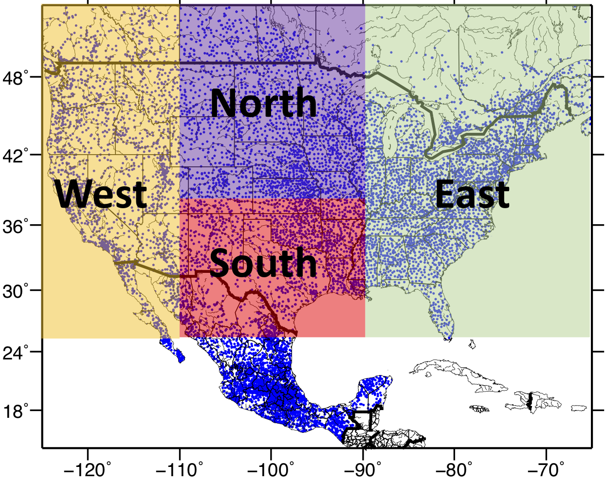 Livneh gridded precipitation and other meteorological variables for continental US, Mexico and southern Canada