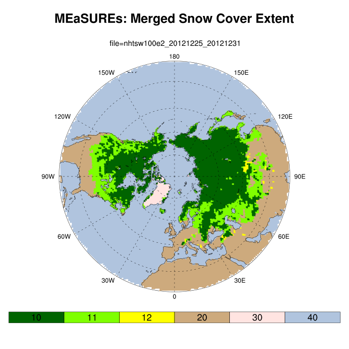 MEaSUREs:  Northern Hemisphere Terrestrial Snow Cover Extent Weekly 100km EASE-Grid 2.0