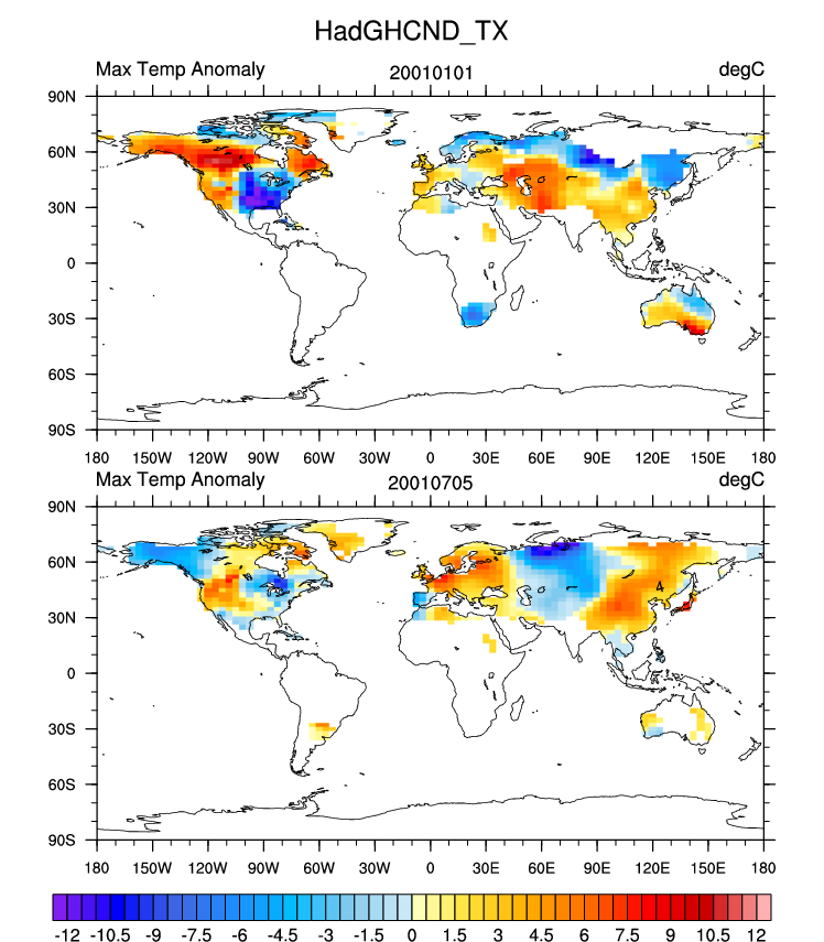 HadGHCNDEX - Gridded Daily Temperature Extremes