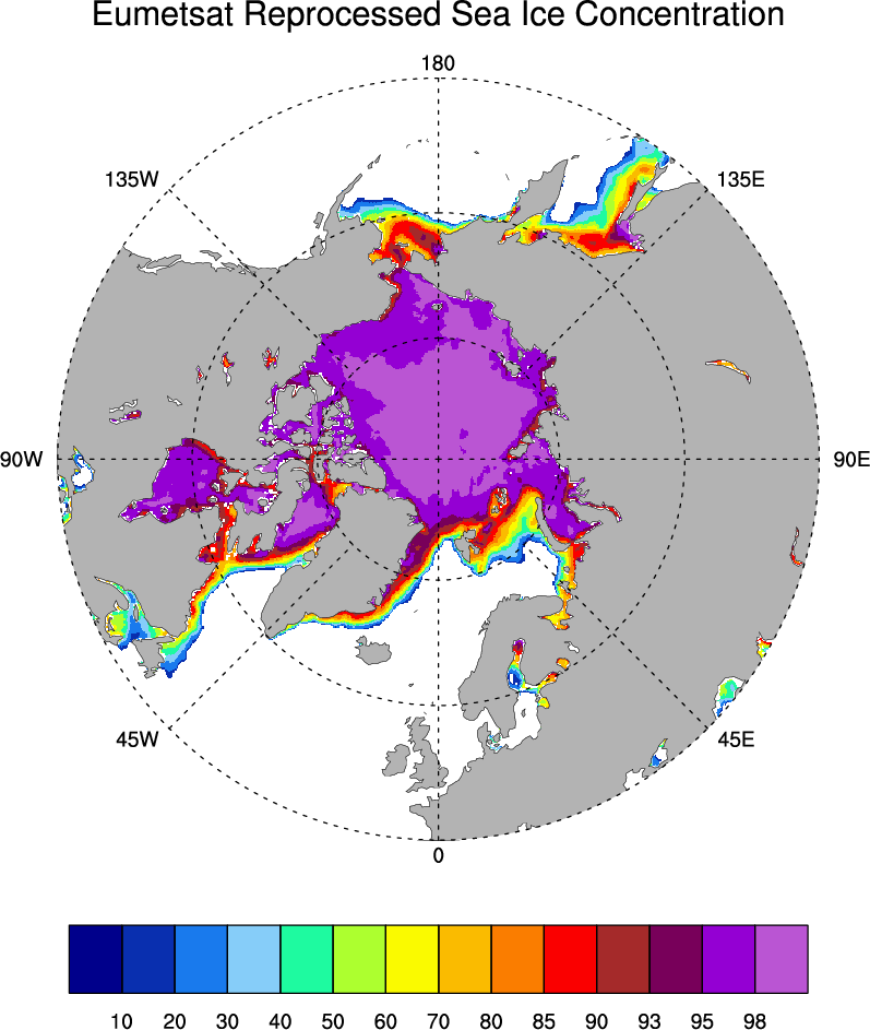 Sea Ice Concentration data reprocessed from SSMR & SSMI, by Eumetsat