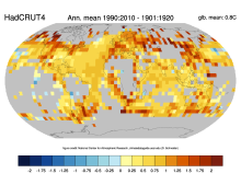 Global surface temperature data: HadCRUT4 and CRUTEM4