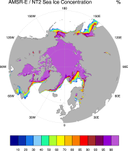Sea Ice Concentration data from NASA Goddard and NSIDC using AMSR-E and NASA TEAM2 (NT2) algorithm