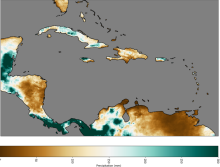 Map of May 2014 precipitation totals according to CHIRPSv2. Provided by C. Martinez.