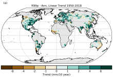 Map of linear trend in R99p https://www.metoffice.gov.uk/hadobs/hadex3/images/HadEX3_R99p_1901-2018_ADW_61-90_1.25x1.875deg_Ann_trend.png