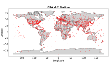 Figure 2: Map of the locations for all available IGRA v2.2 stations.