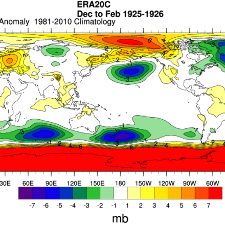 SLP anomaly in DJF 1925-26 in ERA-20C