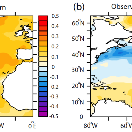 AMO SST pattern compared with NAO SST pattern