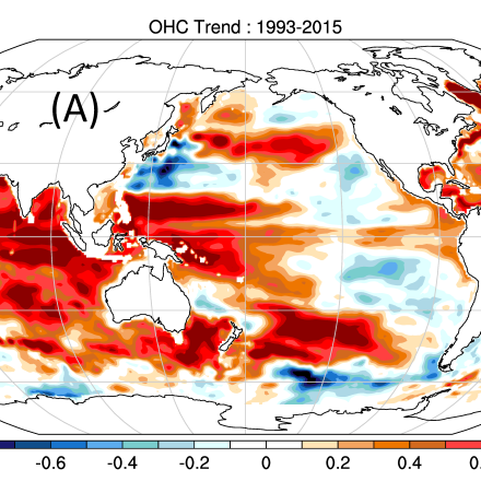 Trend of ocean heat content change from 1993 to 2015 (contributed by L Cheng)