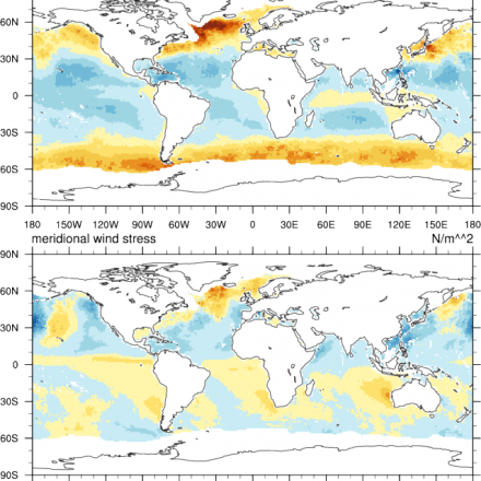 Climate Data Guide Image:  GSSTF 2c: Zonal and meridional wind stress