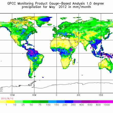 Climate Data Guide Image: GPCC precipitation for May,2012