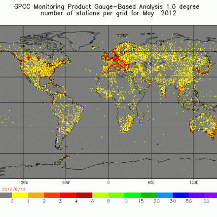 Climate Data Guide Image: GPCC: Number of station sused