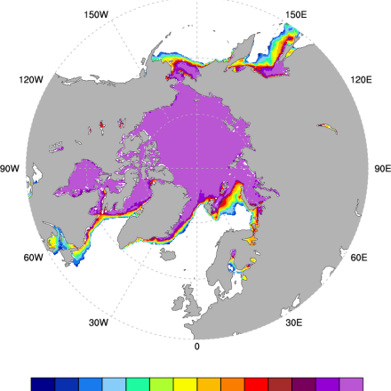 Sea Ice Concentration data from NASA Goddard and NSIDC using AMSR-E and NASA TEAM2 (NT2) algorithm
