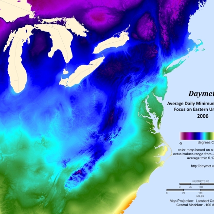 map of Tmin over eastern US (credit: Michelle Thornton)