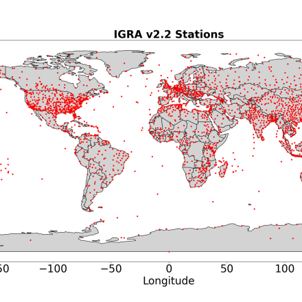 Figure 2: Map of the locations for all available IGRA v2.2 stations.